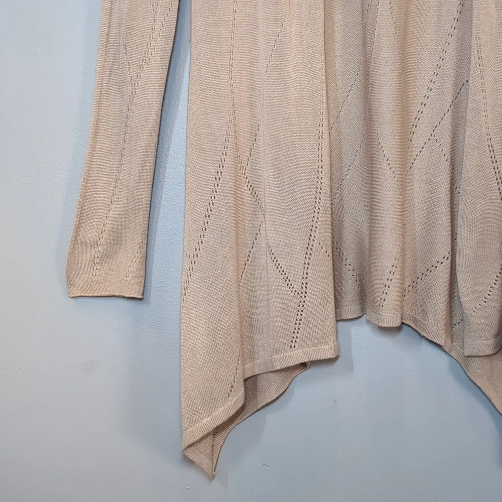 Cyrus Pointelle Knit Cardigan Sweater Small Cream Open Long Sleeve Lightweight - Picture 3 of 11